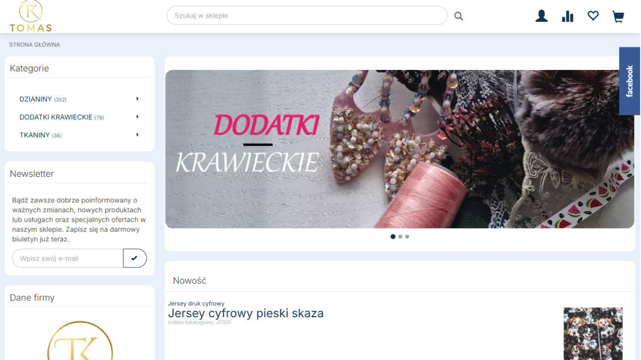 SKLEP TOMAS - tekstylia, dzianiny, dodatki krawieckie
